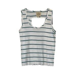 NWT Chaser Striped Back Keyhole Lettuce Hem Tank Top